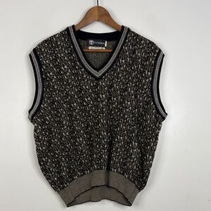 Vintage Tundra Sweater Vest Mens XL Brown Black Merino Wool 90s Dad Streetwear